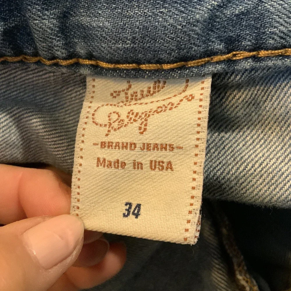 Vintage True Religion Jeans 34x33‎ Made in USA Medium Wash Denim Flared Fit 90s